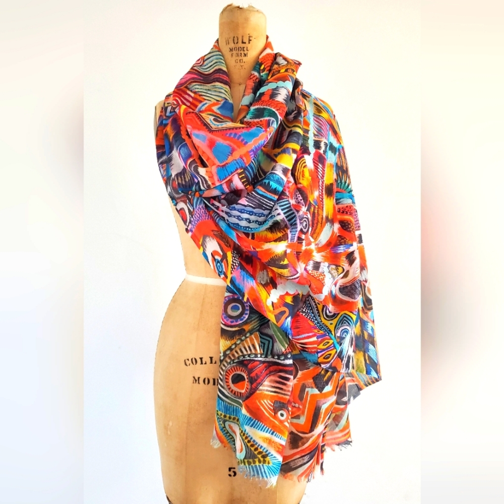 Debbie Martin Designs colorful abstract patterned scarf